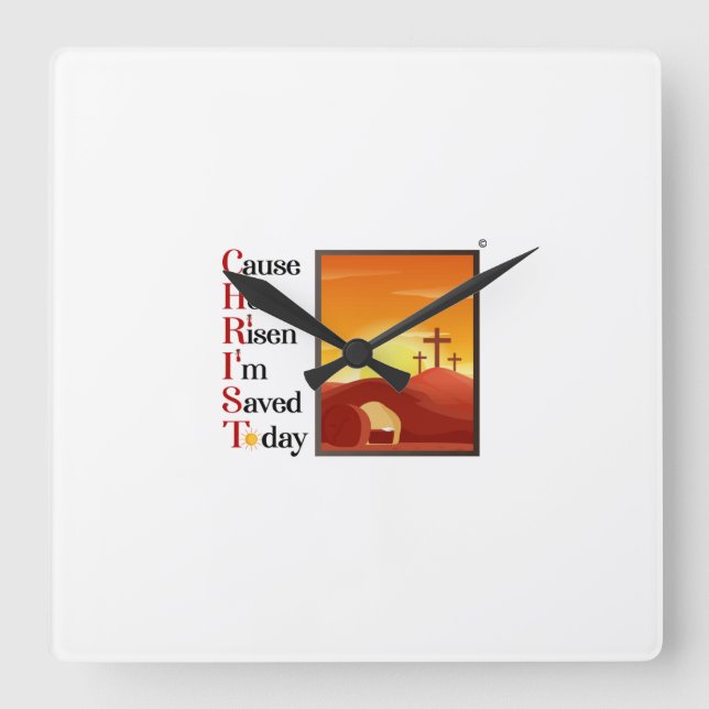 Relógio Quadrado Cristo Acronym Square Wall Clock (Frente)