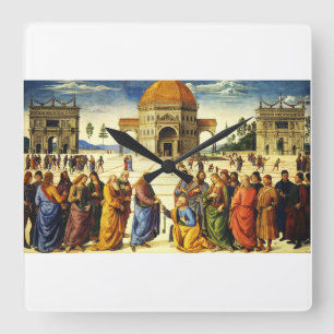Relógio Quadrado Cristo Entregando as Chaves a São Pedro