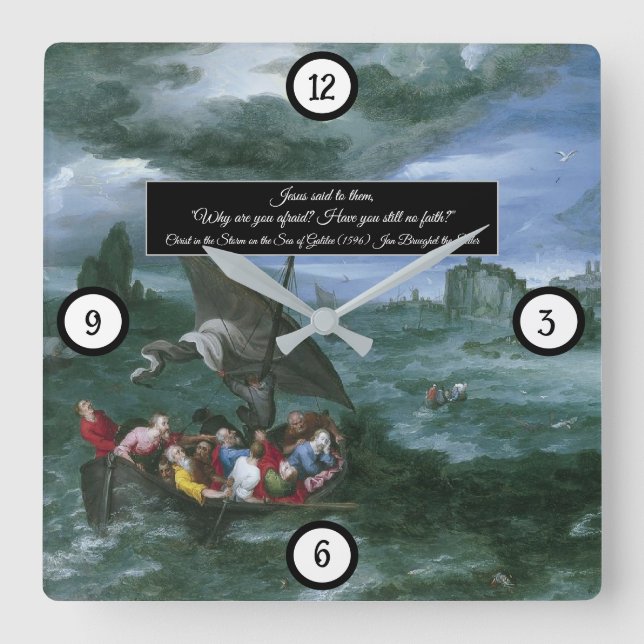 Relógio Quadrado Cristo na Tempestade (Frente)