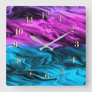 Relógio Quadrado Crítico em vanguarda e azul