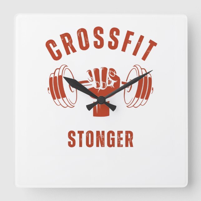 Relógio Quadrado CrossFit Mais Forte - Mentalidade de Poder e Força (Frente)