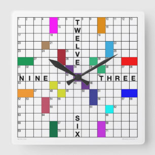 Relógio Quadrado Crossword Clock com quebra-cabeça para download (