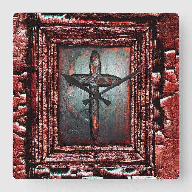 Relógio Quadrado Cruz de Sangue (Frente)