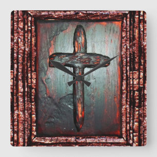 Relógio Quadrado Cruz de Sangue