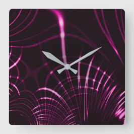 Relógio Quadrado Curvas pontiagudas de cor rosa e fundo escuro