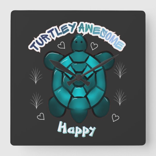 Relógio Quadrado Custom and personalized turtle lover gift  (Frente)