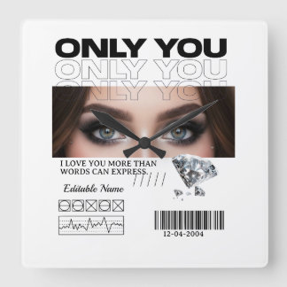 Relógio Quadrado Custom Image & Text | Personalized