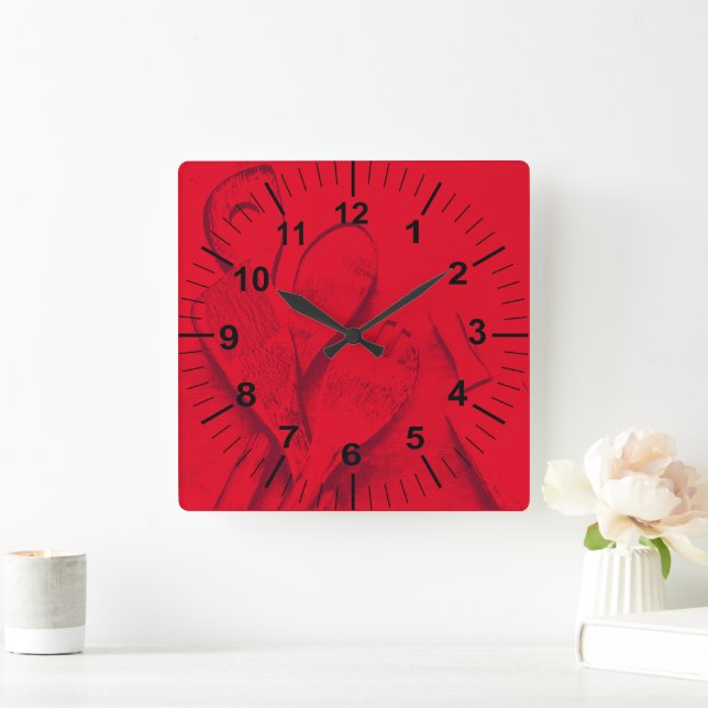 Relógio Quadrado Custom Large Red Kitchen Wall Clock (Lar)