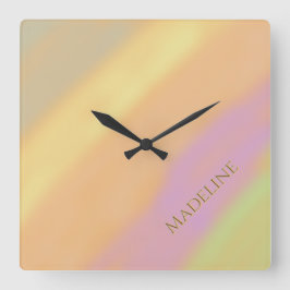Relógio Quadrado Custom Name on Cotton Candy Colors