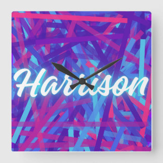 Relógio Quadrado Custom Name Sticker – Harrison – Personalized Labe