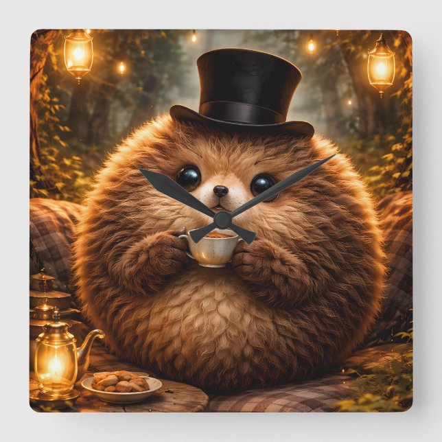 Relógio Quadrado Cute Animal Gift Wall Clock Cozy Room Decor (Frente)