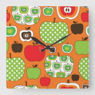 Relógio Quadrado Cute apple illustration pattern