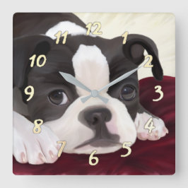 Relógio Quadrado Cute Boston terrier clock