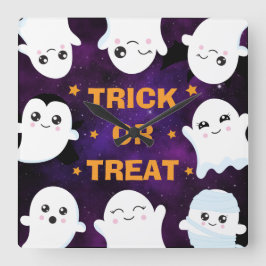 Relógio Quadrado Cute Halloween Ghosts Trick or Treat