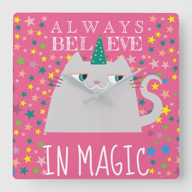 Relógio Quadrado Cute Pink (Frente)