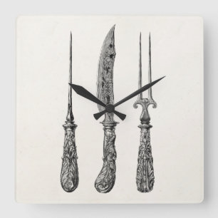 Relógio Quadrado Cutelaria da cozinha da picareta da forquilha da