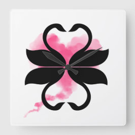 Relógio Quadrado Cygnes Nuage Love Horloge en Acrylique