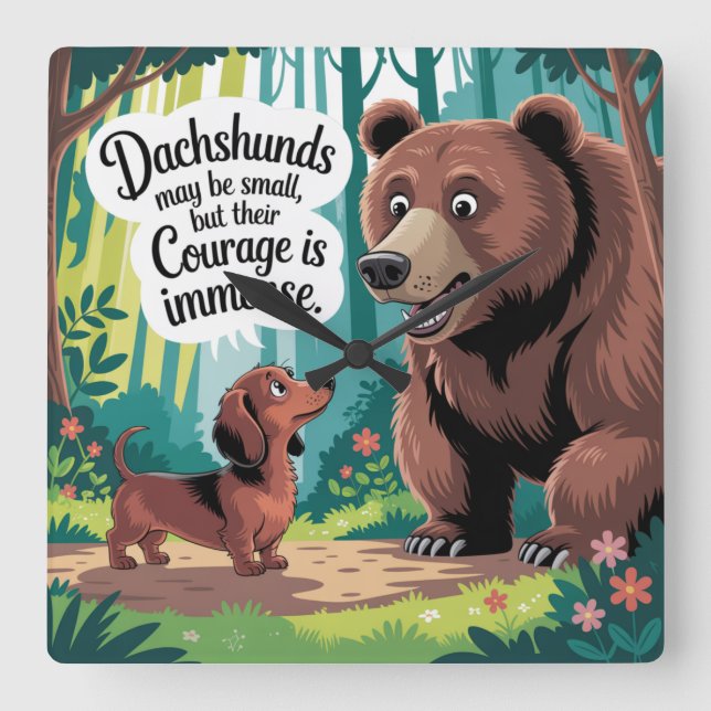 Relógio Quadrado Dachshunds May Be Small (Frente)