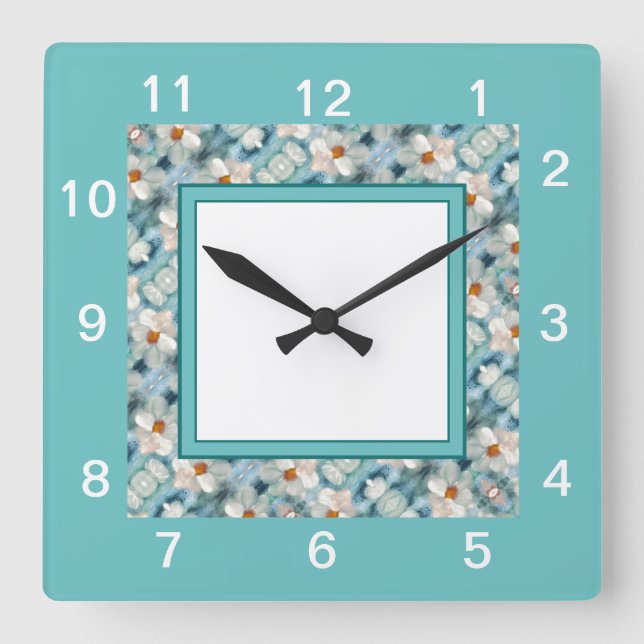 Relógio Quadrado Daisy Flowed (Frente)