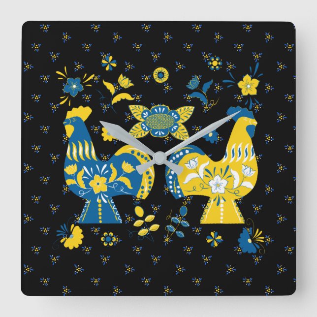 Relógio Quadrado Dala Rooster sueco (Frente)