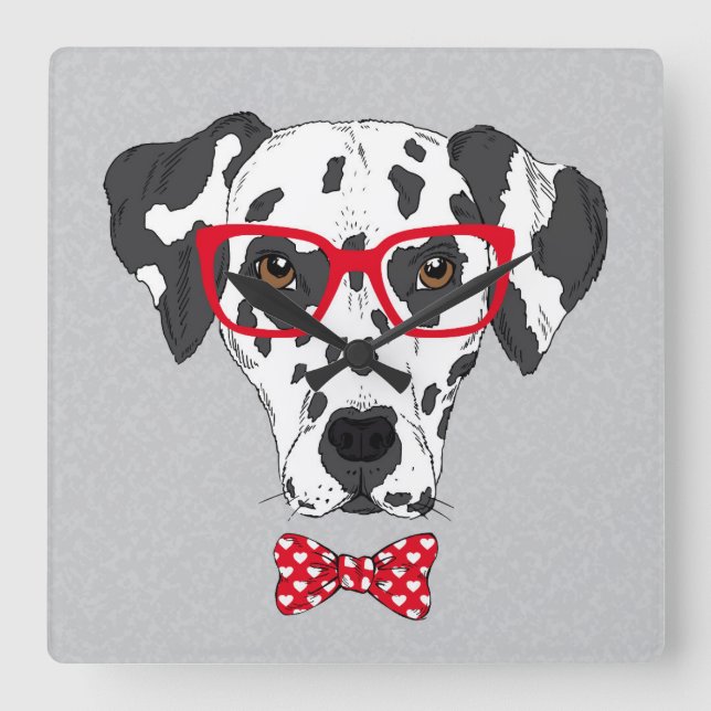 Relógio Quadrado Dalmatian elegante (Frente)