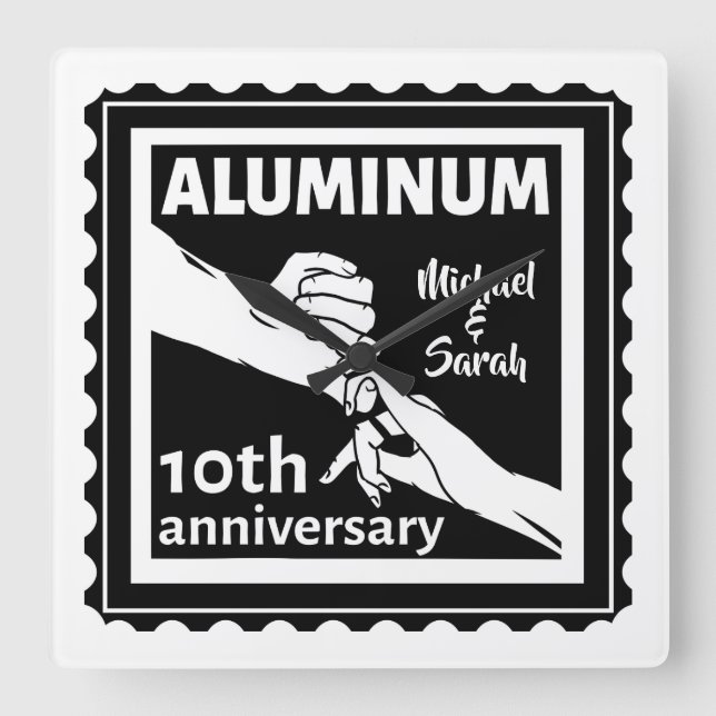 Relógio Quadrado Dama tradicional de 10 anos de casamento do ALUMÍN (Frente)