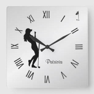 Relógio Quadrado Damas Golfer Personal Square Wall Clock