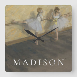Relógio Quadrado Dançarinos de Edgar Degas   que praticam na barra