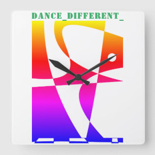 Relógio Quadrado DANCE_DIFFERENT_ Rainbow