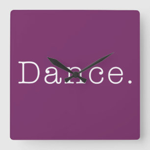 Relógio Quadrado Dance. Modelo de Citação de Dança Roxo Magenta
