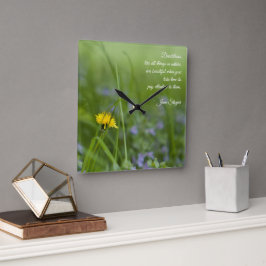 Relógio Quadrado Dandelion Dreams Wall Art / Clock