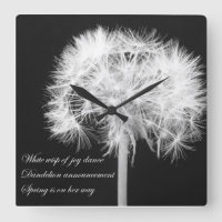Dandelion Haiku Wall Clock