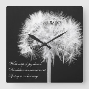 Relógio Quadrado Dandelion Haiku Wall Clock
