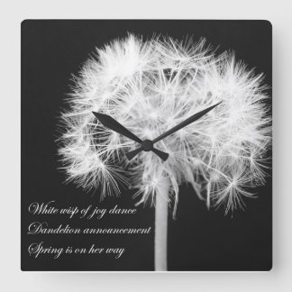 Relógio Quadrado Dandelion Haiku Wall Clock