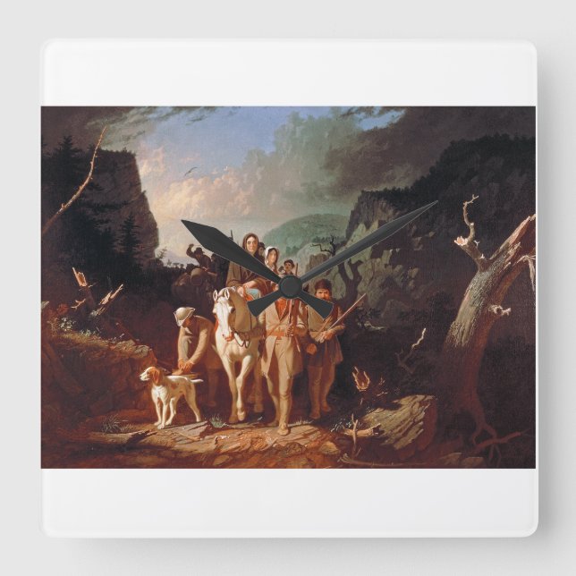 Relógio Quadrado Daniel Boone que escolta os colonos (Frente)