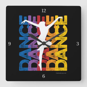 Relógio Quadrado Danse et Lettres (Dance) Square Wall Clock