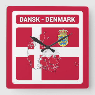 Relógio Quadrado Dansk Denmark Flag
