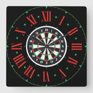 Relógio Quadrado Dartboard Original Com Numerações Romanas