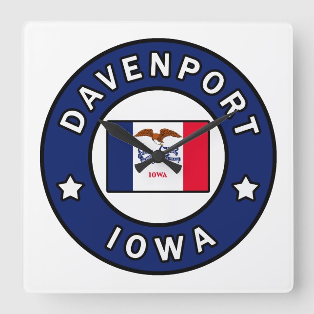 Relógio Quadrado Davenport Iowa (Frente)