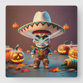 Relógio Quadrado Day of the Dead wall clock