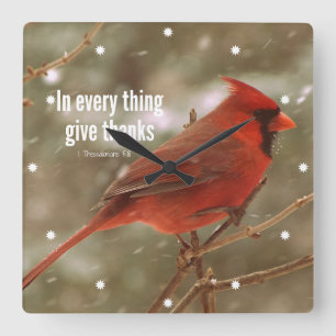 Relógio Quadrado Dê a obrigados o verso da bíblia