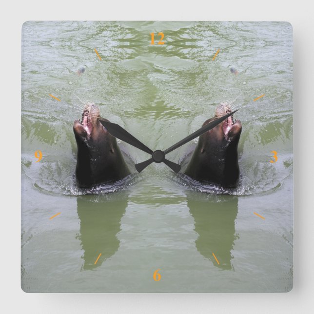 Relógio Quadrado Dê-me Peixe. (Frente)