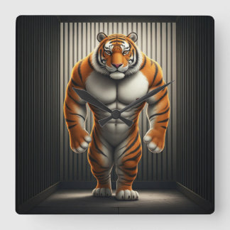 Relógio quadrado de tigre-buff