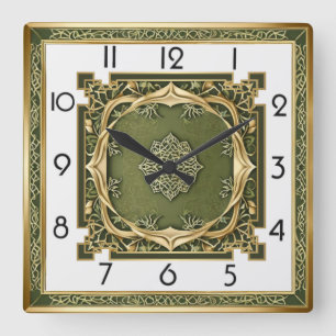 Relógio Quadrado Deco Art Elegante Verde