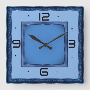 Relógio Quadrado Deco de Arte Azul