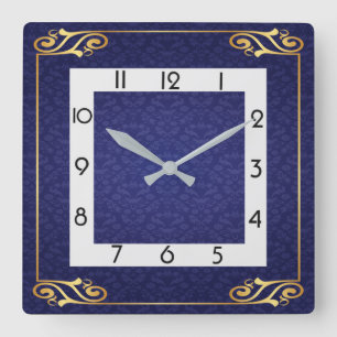 Relógio Quadrado Deco de arte azul