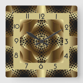 Relógio Quadrado Deco de arte do ouro elegante