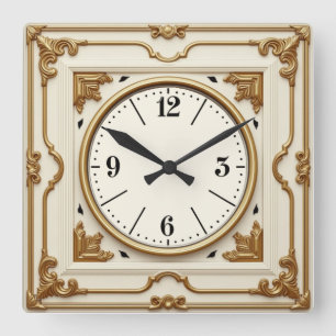 Relógio Quadrado Deco de Arte Elegante Branco