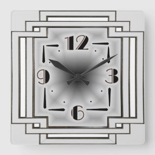 Relógio Quadrado Deco de Arte Silver
