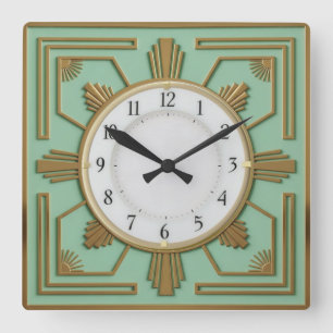 Relógio Quadrado Deco Mint Art